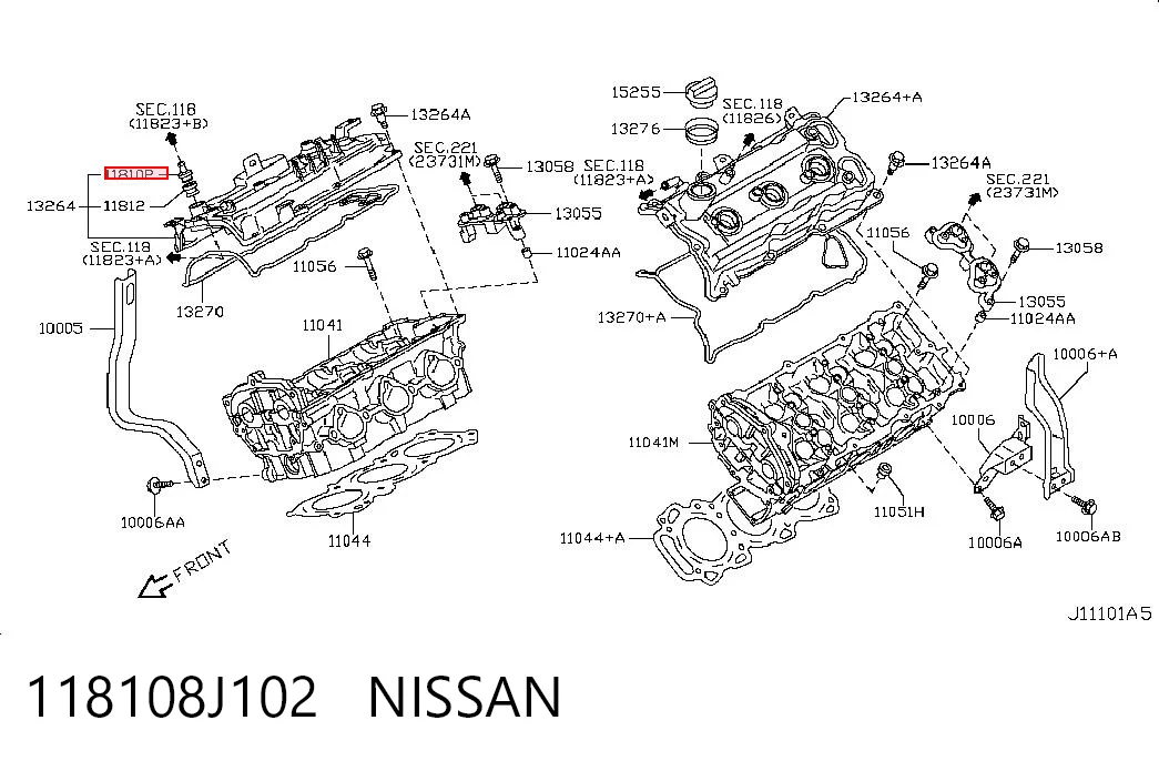 118108J102 Nissan/Infiniti Válvula de ventilación del cárter