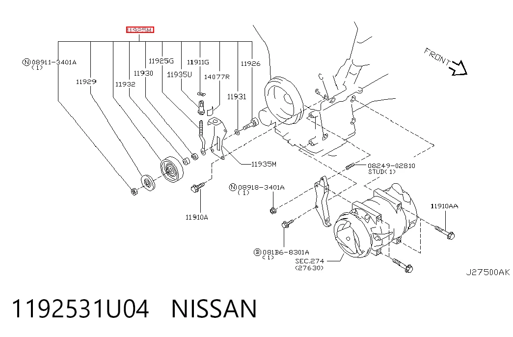 Rodillo tensor correa poli V Nissan Altima L31 sedán (2001 - 2006) precio, desde 36,06 EUR