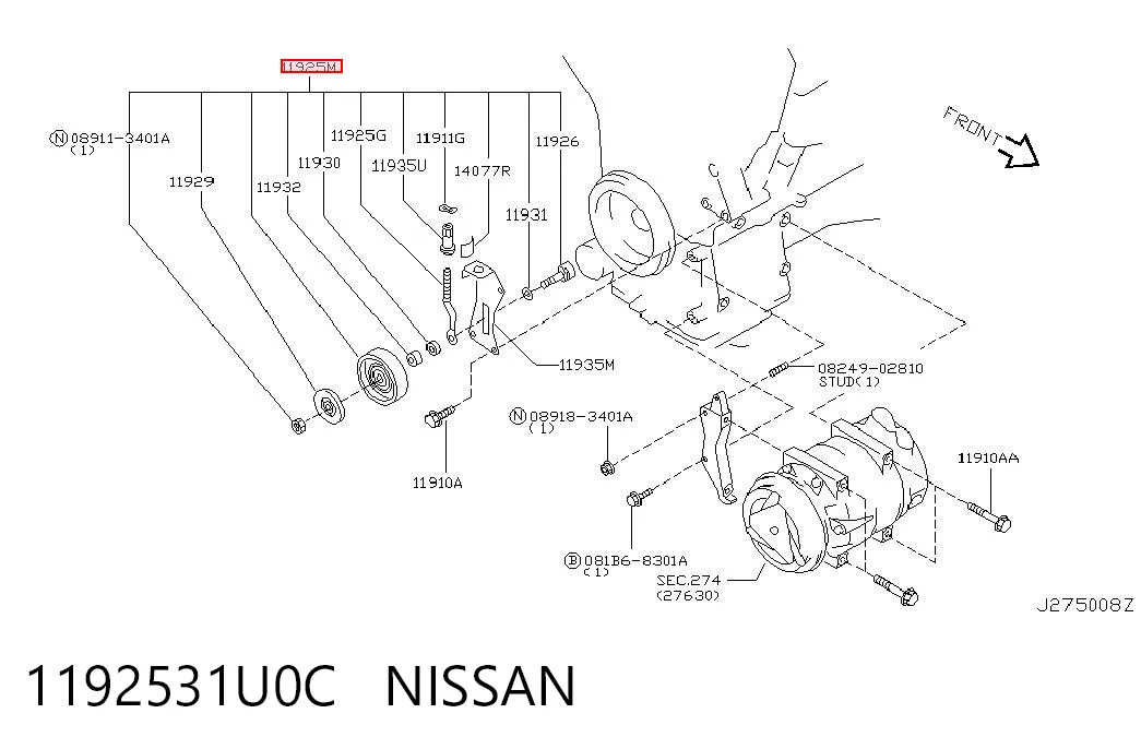 1192531U0C Nissan/Infiniti Polea tensora