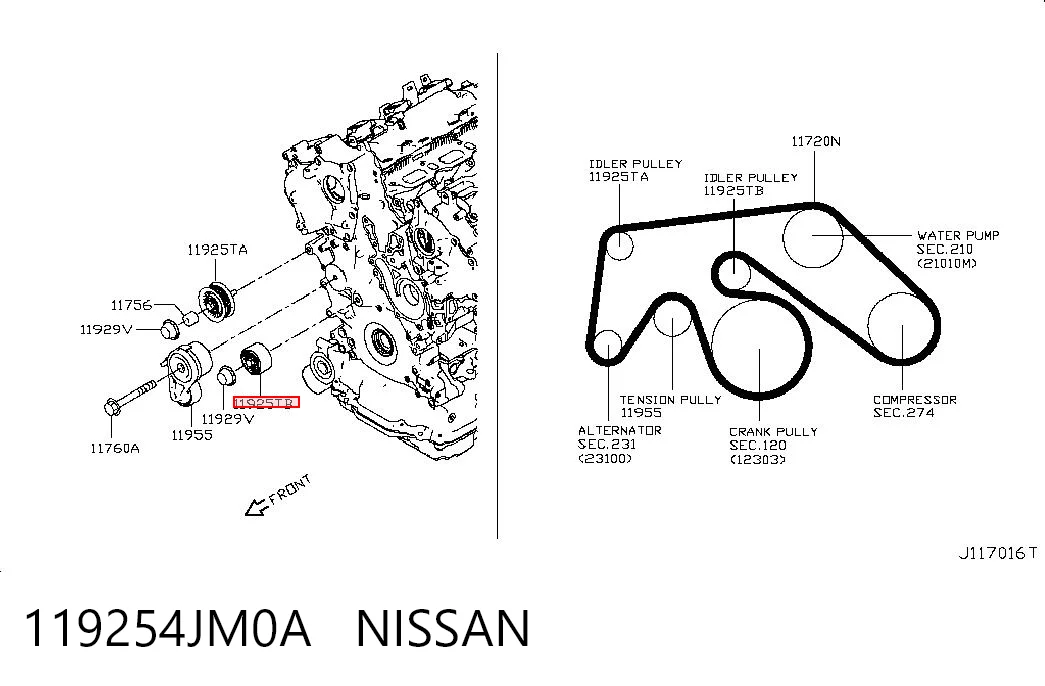 Polea guía correa poli V para Infiniti Q50  V37