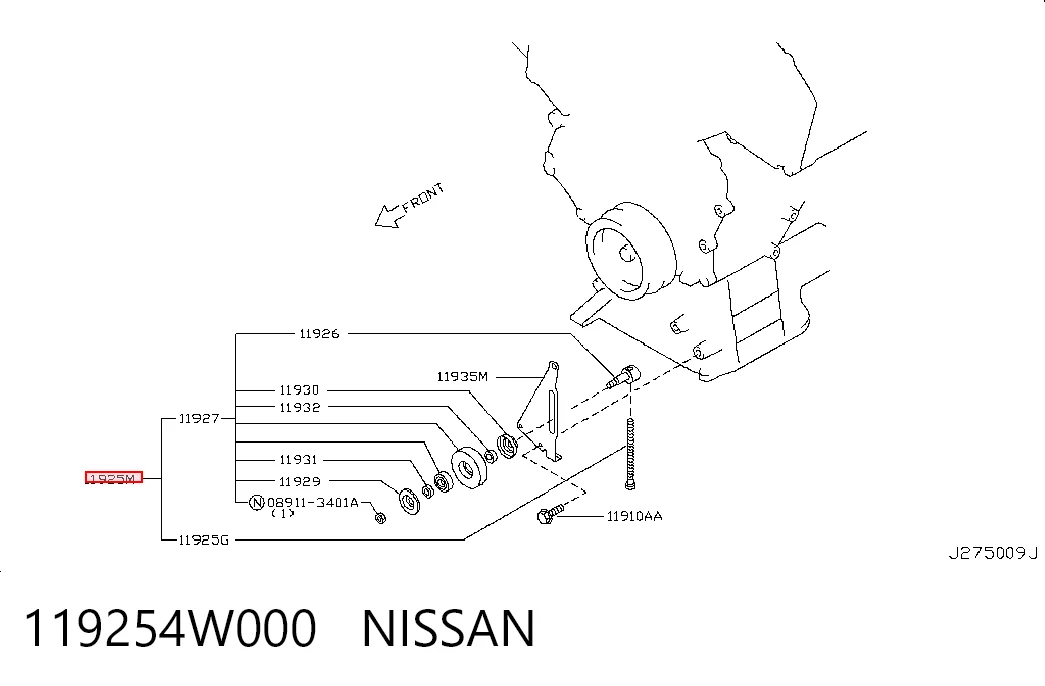 Polea guía correa poli V para Nissan Pathfinder  R50