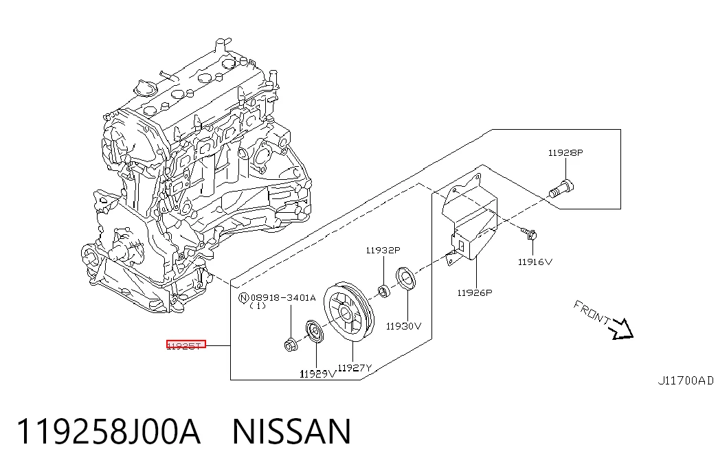 Polea guía correa poli V para Nissan Altima L31 