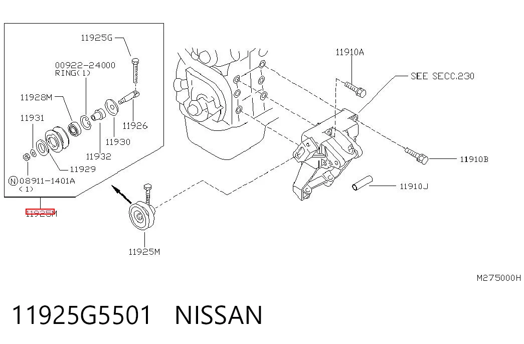 Comprar Rodillo tensor de la correa de transmisión Nissan Vanette  C23 a bajo precio