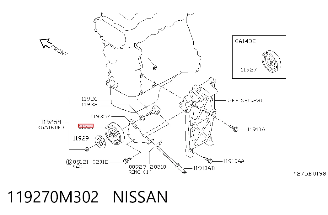 Polea tensora para Nissan Sunny III Y10