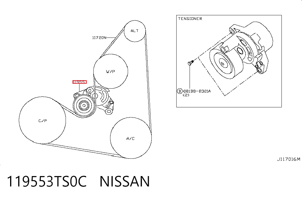 119553TS0C Nissan/Infiniti Tensor de correa de alternador