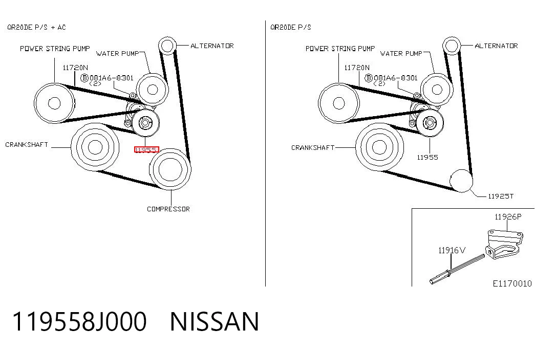 119558J000 Nissan/Infiniti Tensor de correa de alternador