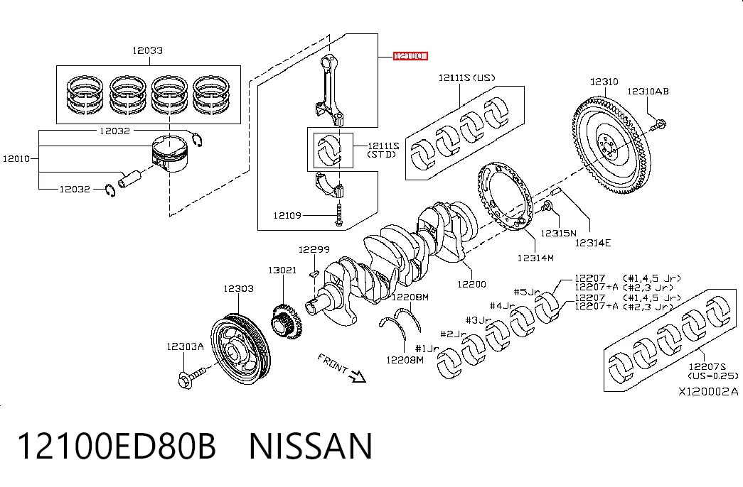 Biela 12100ED80B NISSAN