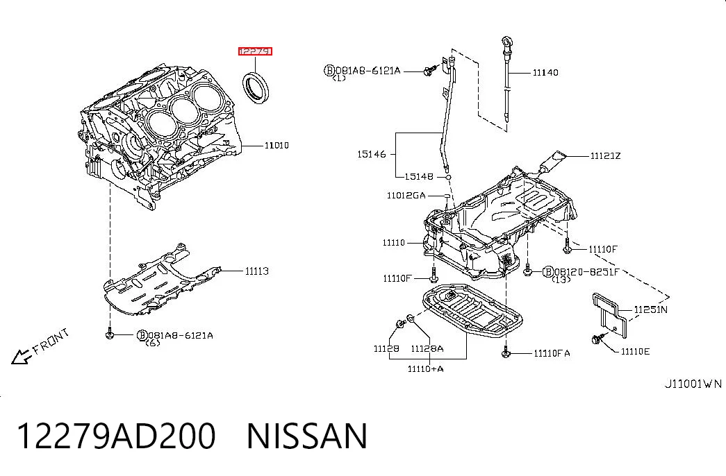 12279AD200 Nissan/Infiniti Anillo retén cigüeñal