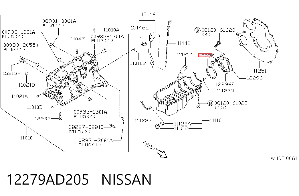 12279AD205 Nissan/Infiniti Anillo retén cigüeñal