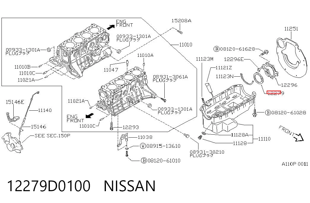 12279D0100 Nissan/Infiniti Anillo retén cigüeñal