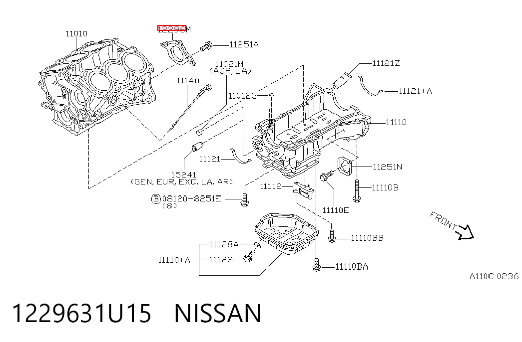 Retén del cigüeñal Nissan Altima L31 sedán (2001 - 2006) precio, desde 37,25 EUR