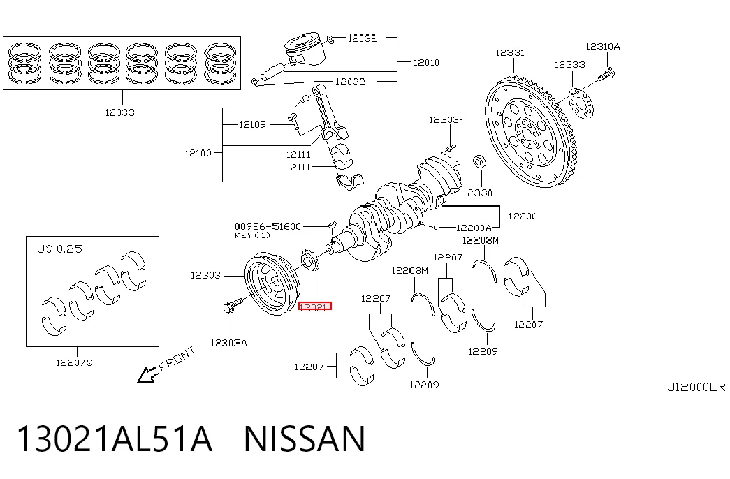 13021AL51A Nissan/Infiniti Piñón del cigüeñal 