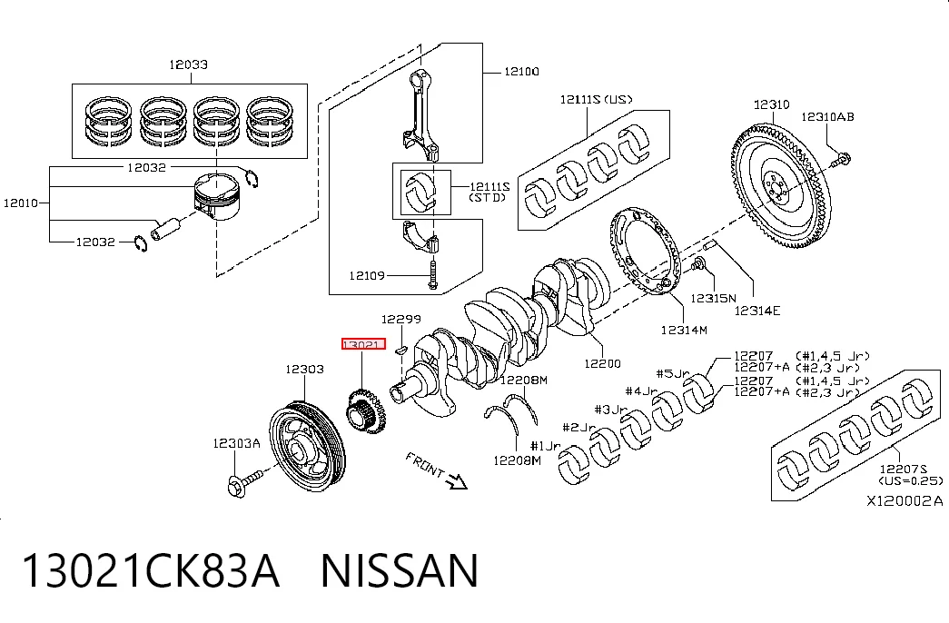 13021CK83A Nissan/Infiniti Piñón del cigüeñal 
