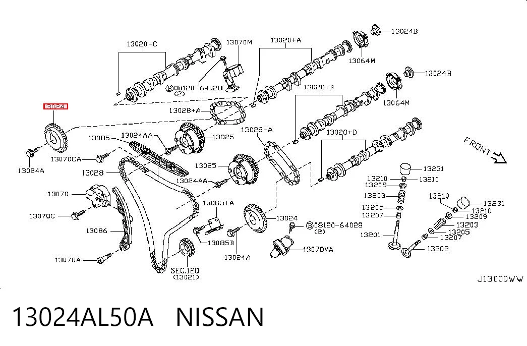 13024AL50A Nissan/Infiniti Engranaje del árbol de levas de escape