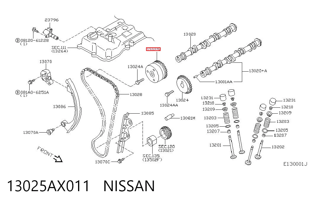 Piñón del árbol de levas para Nissan Micra K12