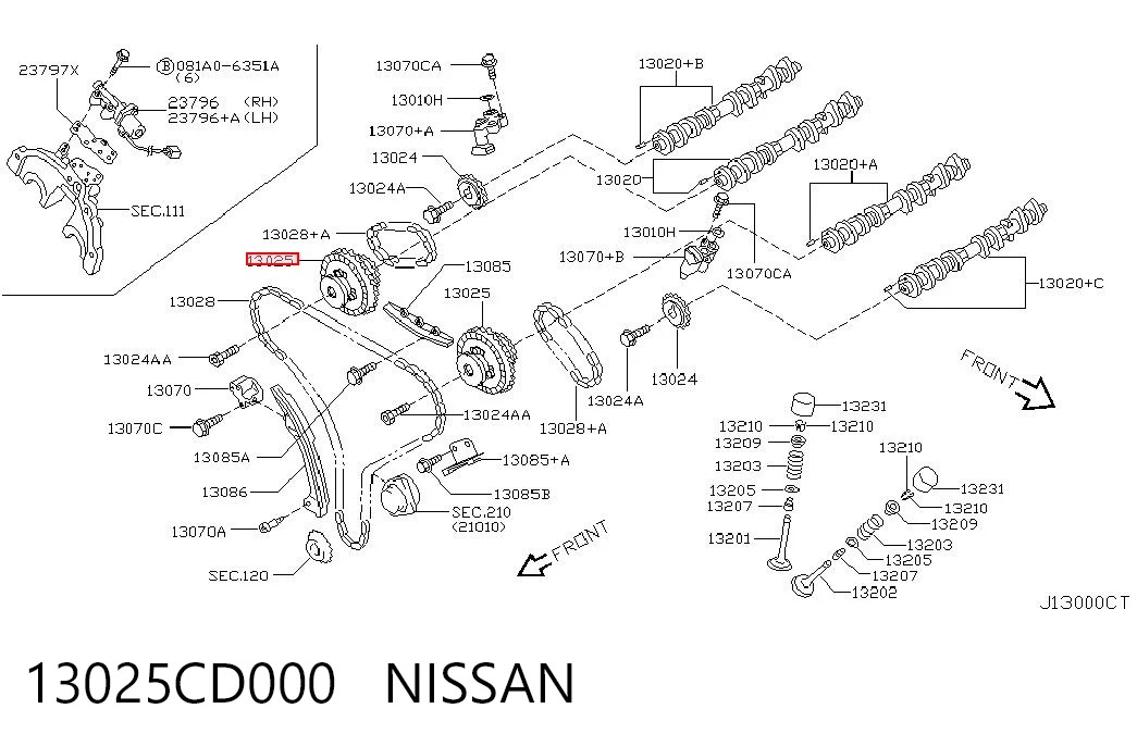 13025CD000 Nissan/Infiniti Engranaje árbol de levas lado de admisión