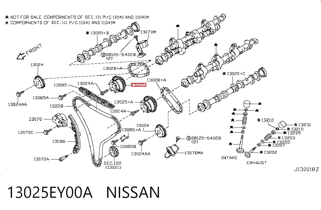 13025EY00A Nissan/Infiniti Engranaje del árbol de levas de admisión derecho
