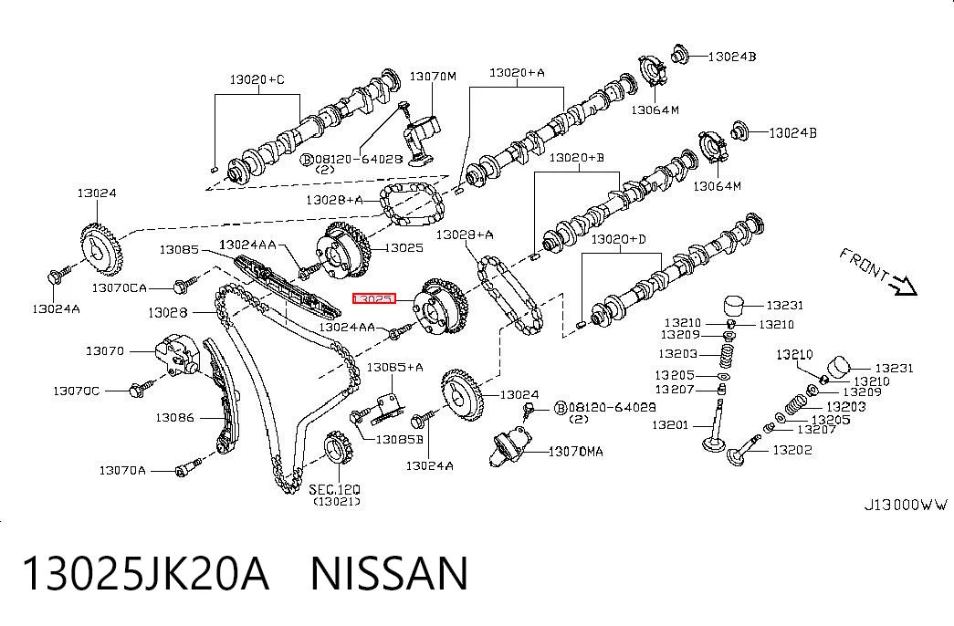 13025JK20A Nissan/Infiniti Engranaje árbol de levas lado de admisión