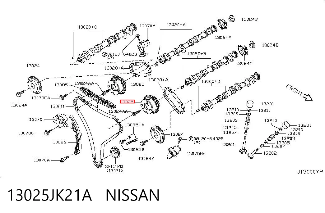 13025JK21A Nissan/Infiniti Engranaje árbol de levas lado de admisión