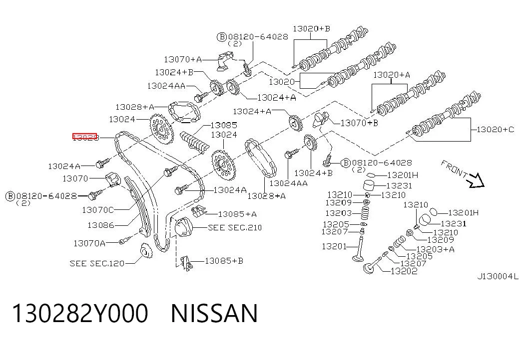 130282Y000 Nissan/Infiniti Cadena de motor