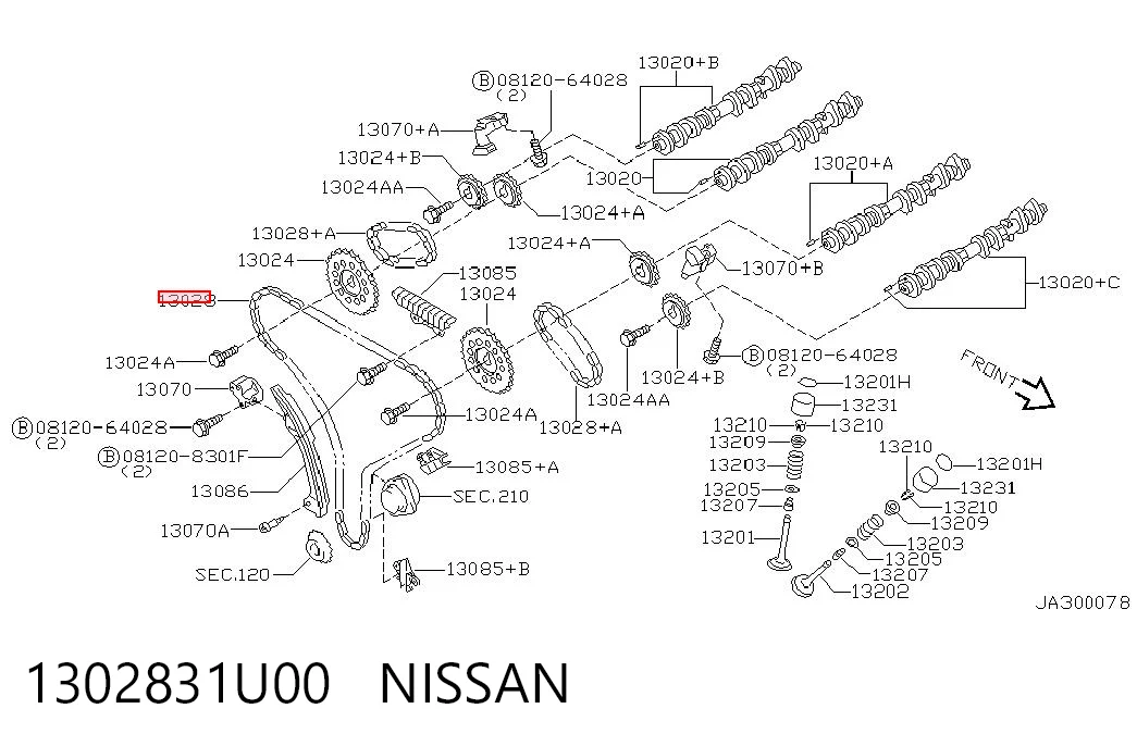 1302831U00 Nissan/Infiniti Cadena de motor