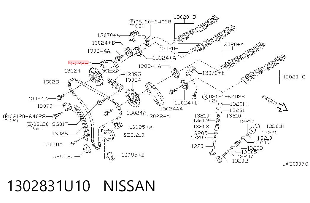 1302831U10 Nissan/Infiniti Cadena de distribución superior