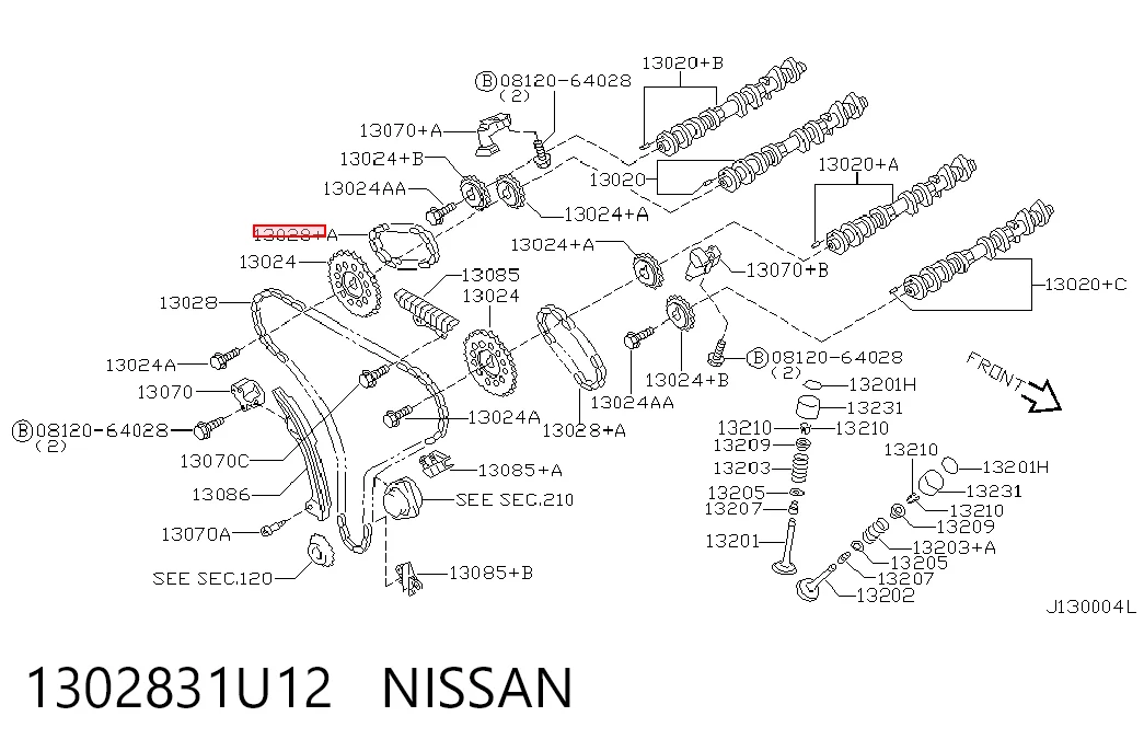 1302831U12 Nissan/Infiniti Cadena de distribución superior
