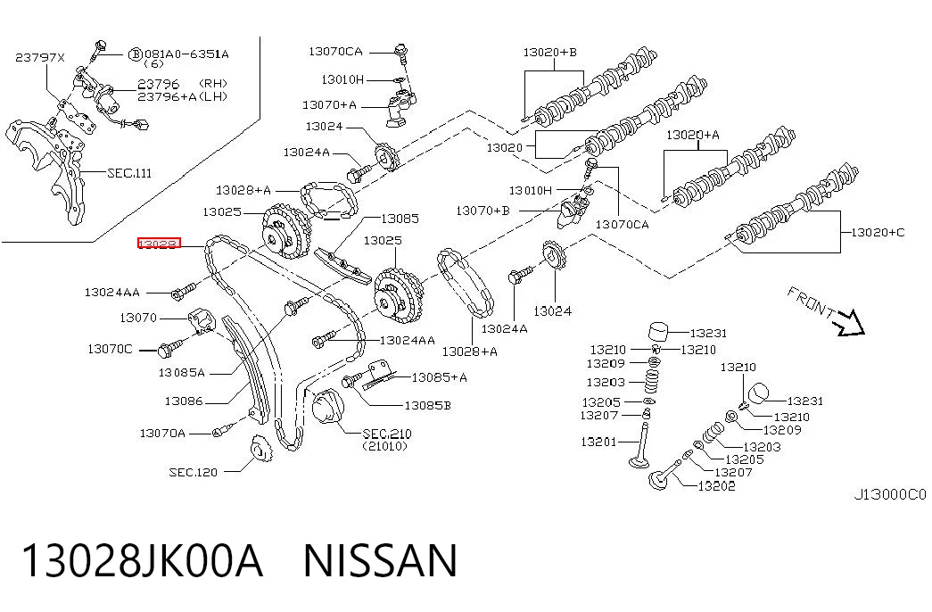 13028JK00A Nissan/Infiniti Cadena de motor