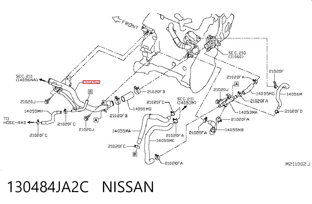 Comprar Manguera (tubo) del sistema de refrigeración Nissan Navara D23, D23T a bajo precio