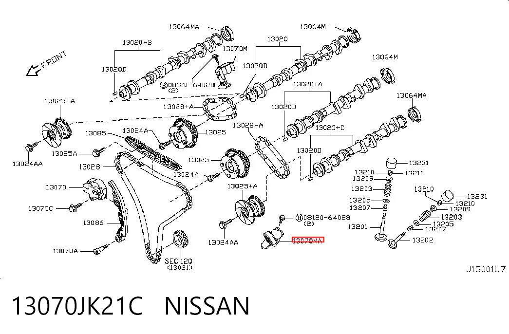 13070JK21C Nissan/Infiniti Tensor de cadena de distribución del árbol de levas izquierdo