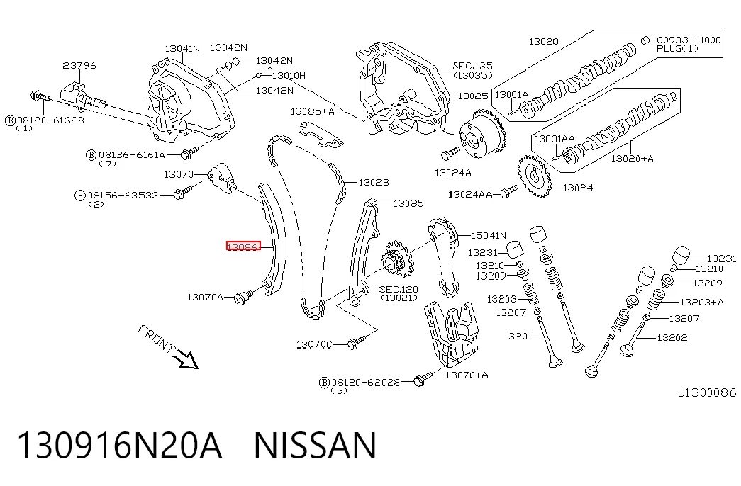 Guía derecha de cadena de distribución para Nissan Primera  P12