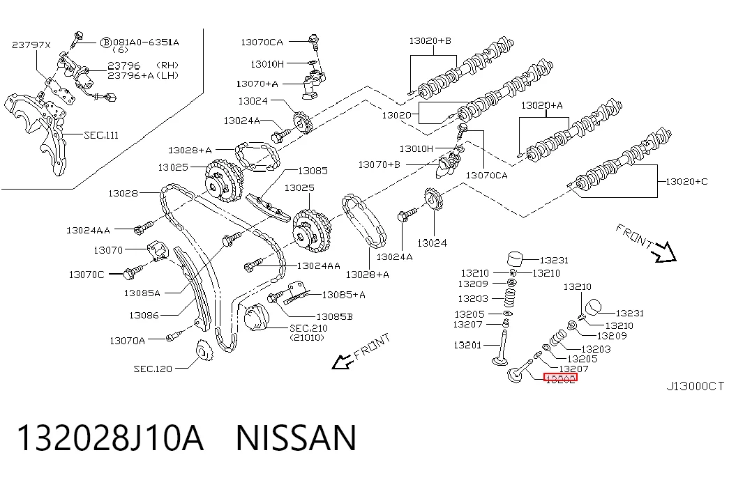132028J10A Nissan/Infiniti Válvula de escape