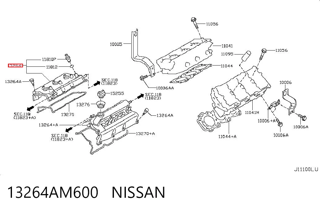 13264AM600 Nissan/Infiniti Tapa de válvula derecha