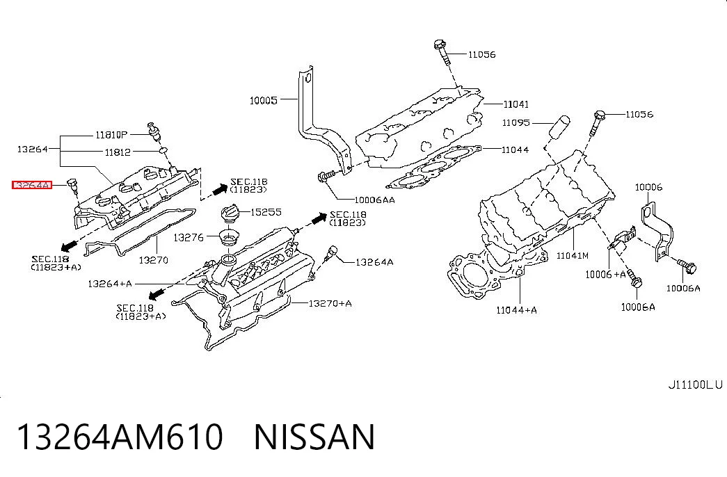 13264AM610 Nissan/Infiniti Tapa de válvulas izquierda
