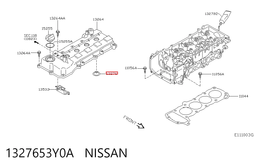 1327653Y0A Nissan/Infiniti Anillo de sellado del pozo de la bujía
