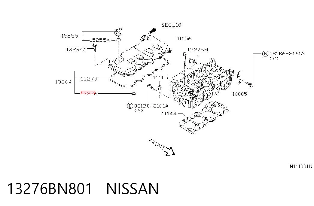 Anillo de sellado del pozo de la bujía 13276BN801 NISSAN