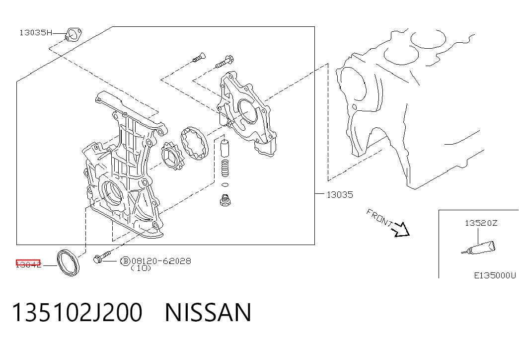 Comprar 135106N200 Toyota Retén de cigüeñal frontal