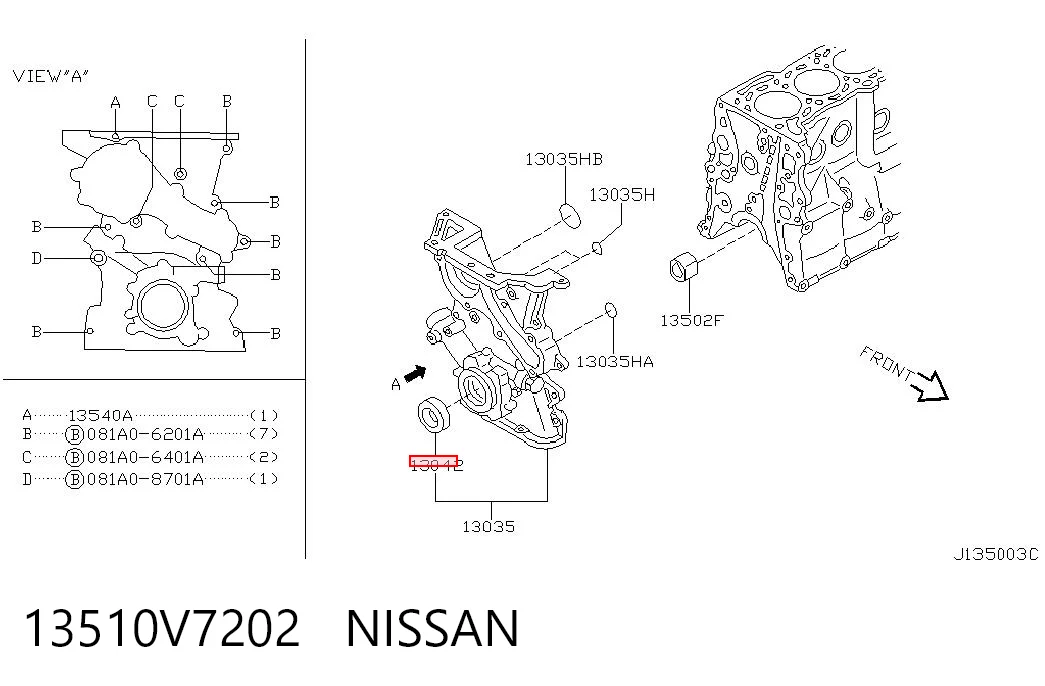  Retén de cigüeñal frontal Nissan Sunny 2