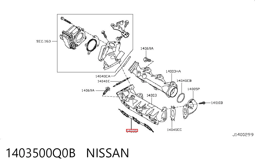 Junta del colector de admisión 1403500Q0B NISSAN