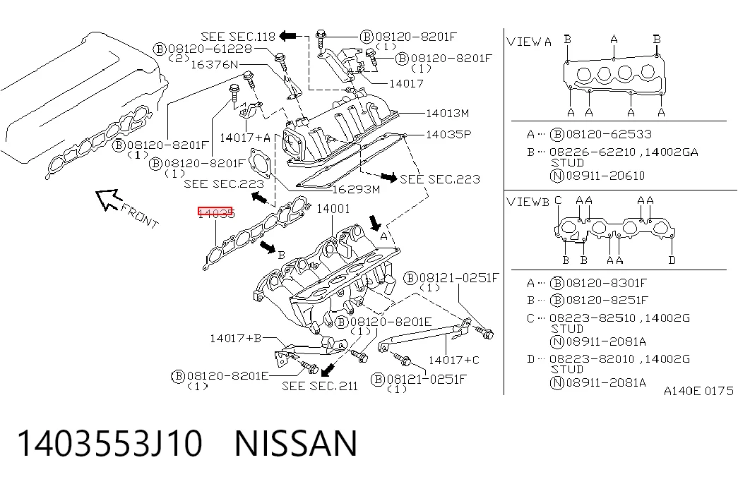 Junta colector de admisión Nissan Primera 