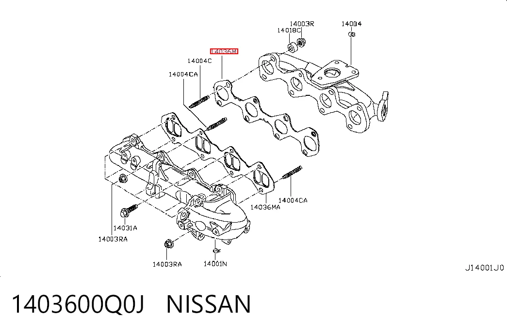 Junta colector joint para Nissan X-Trail  T31