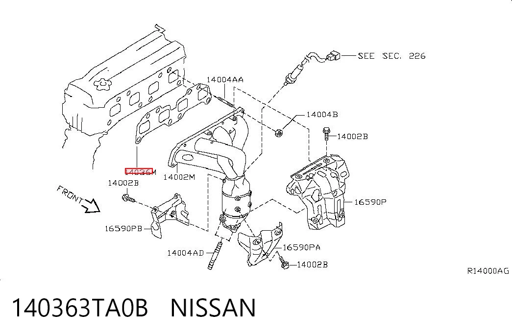 140363TA0B Nissan/Infiniti Junta colector joint