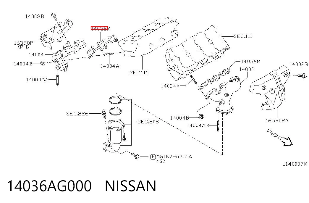 Junta colector escape Nissan Altima L31 sedán (2001 - 2006) precio, desde 13,60 EUR