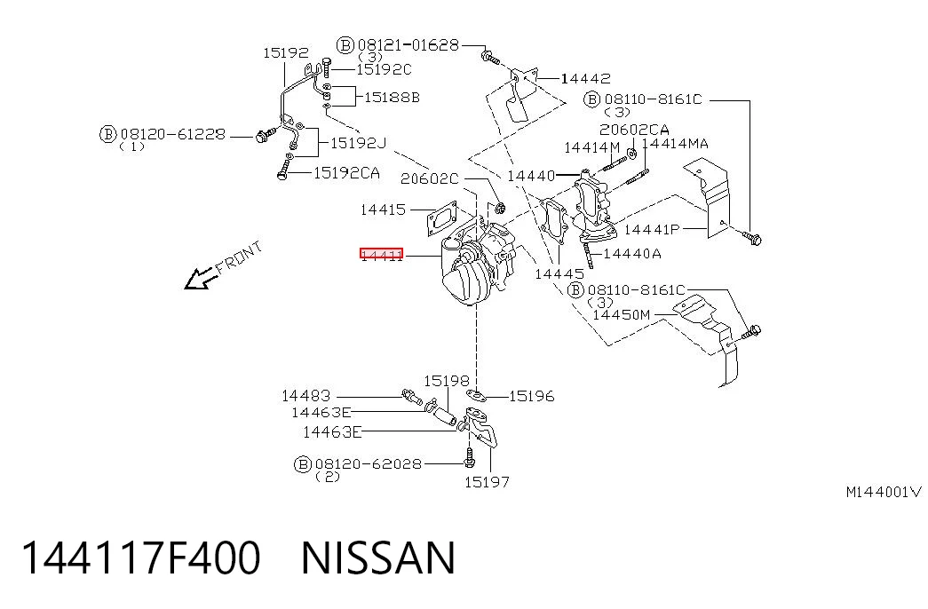 144117F400 Nissan/Infiniti Turbo para motor