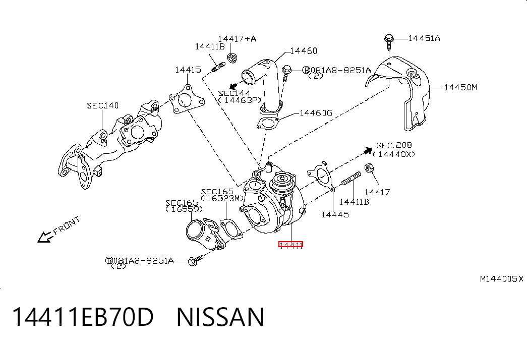 14411EB70D Nissan/Infiniti Turbo para motor
