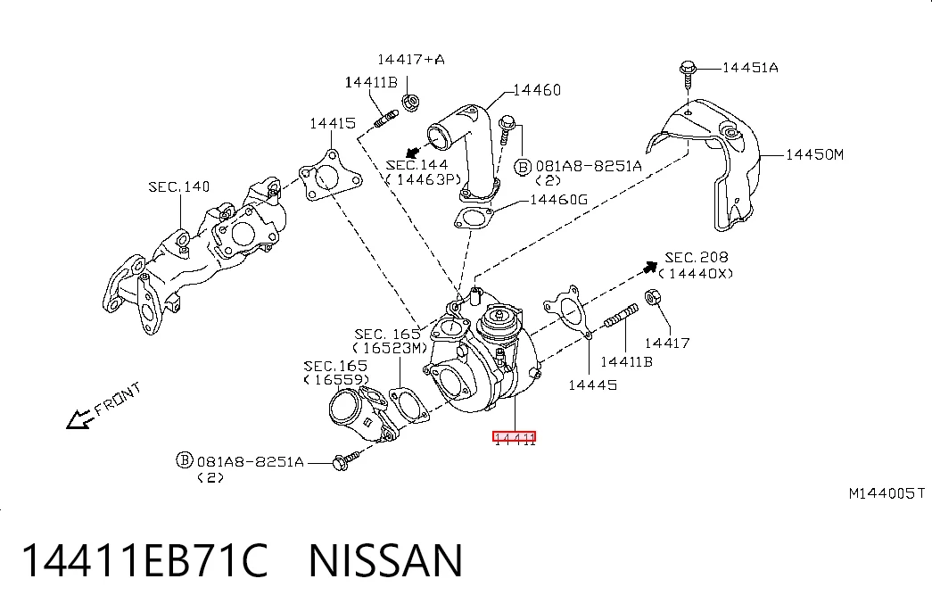 14411EB71C Nissan/Infiniti Turbo para motor