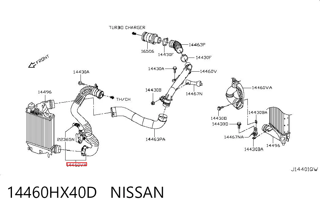 14460HX40D Nissan/Infiniti Manguera del intercooler