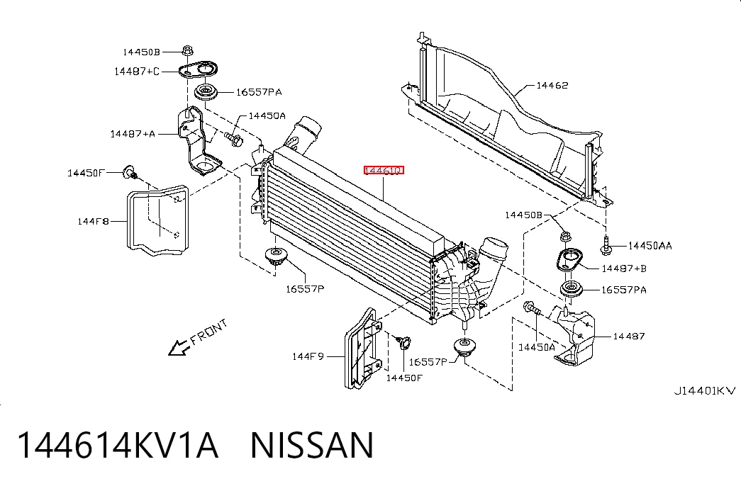 144614KV1A Nissan/Infiniti Radiador de intercooler