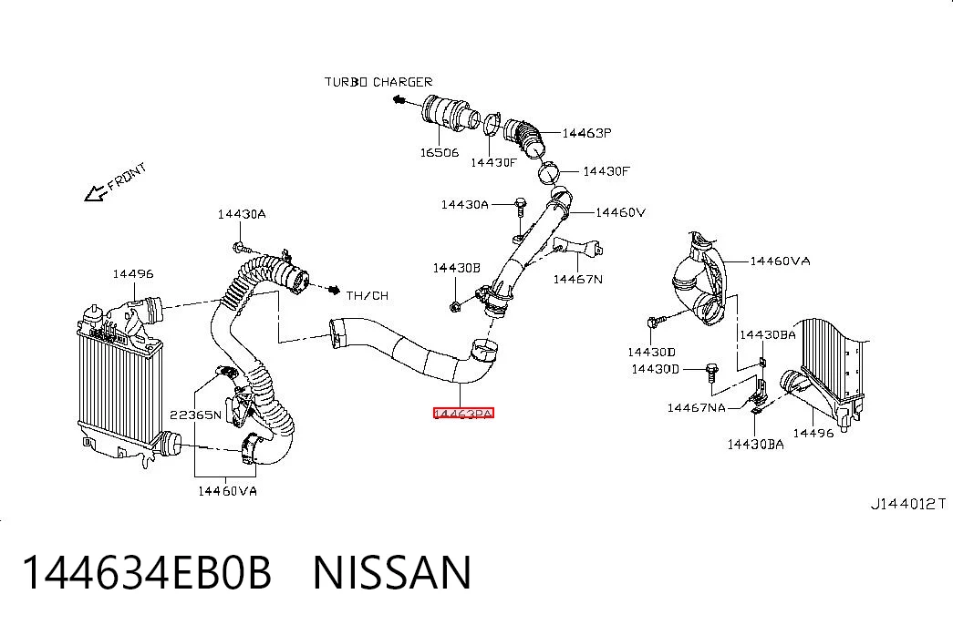144634EB0B Nissan/Infiniti Manguera del intercooler