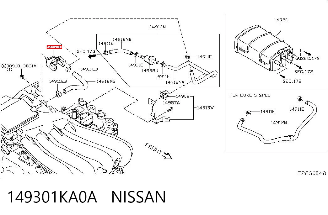 149301KA0A Nissan/Infiniti Válvula EGR